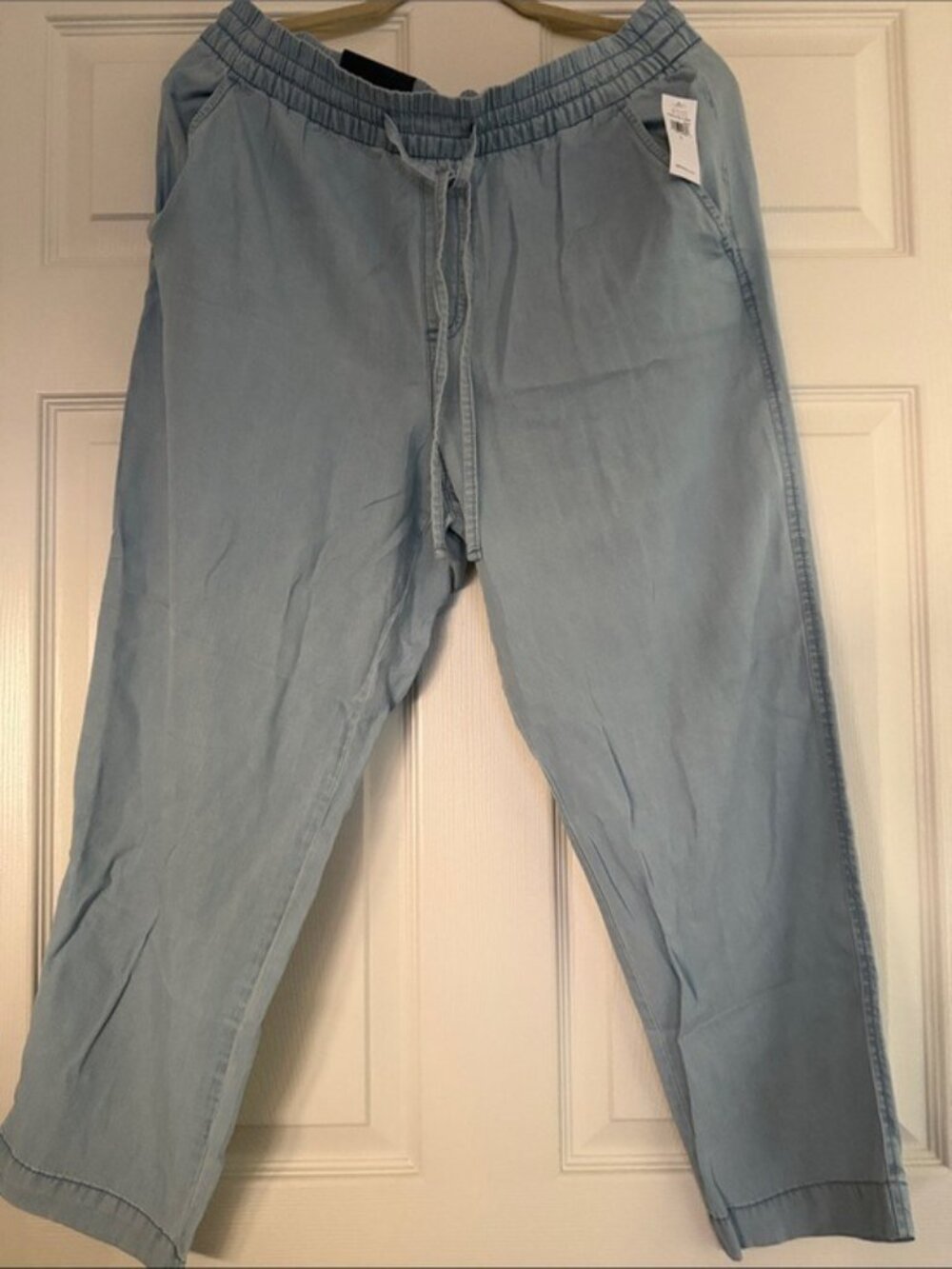 Gap Easy Pant Light Blue Drawstring Waist Relaxed Fit L Made In Vietnam